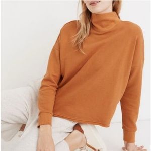 Madewell mustard yellow/orange turtle neck sweater v neck line cropped